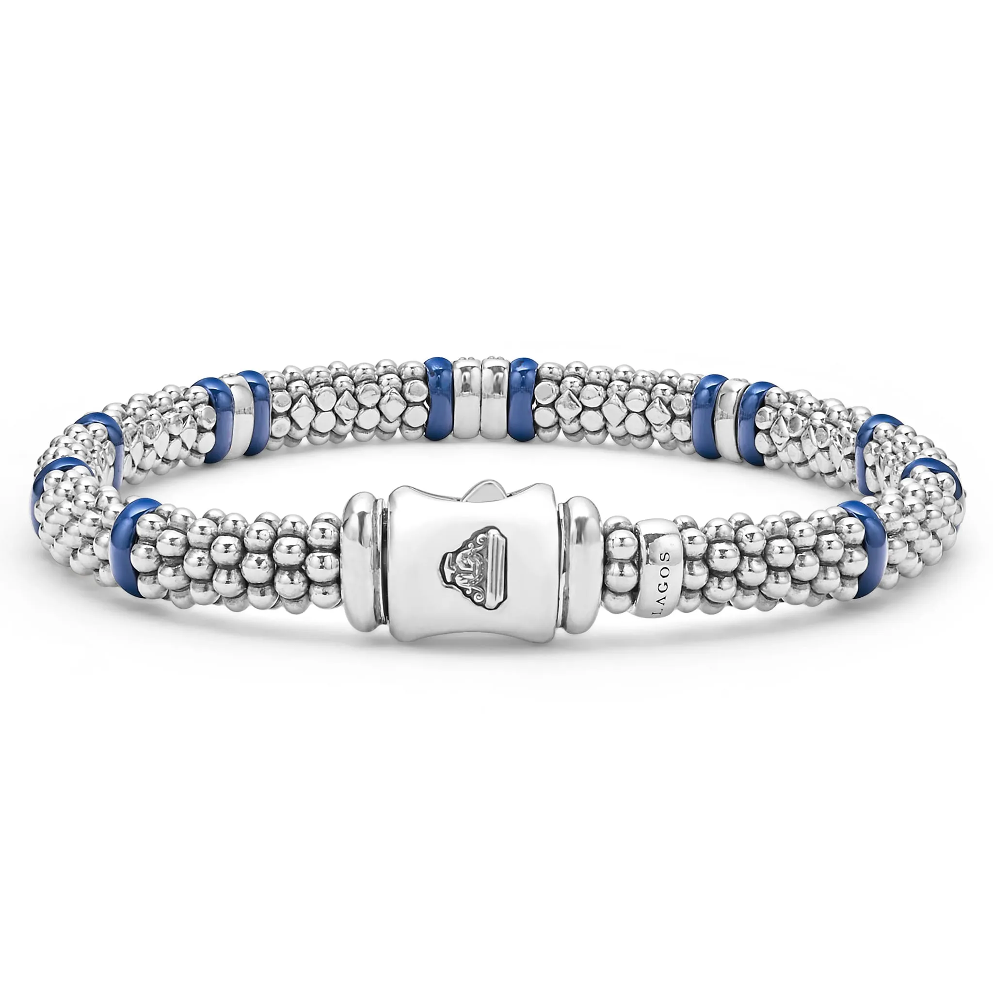 Blue Caviar Ultramarine Four Station Diamond Caviar Bracelet | 6mm