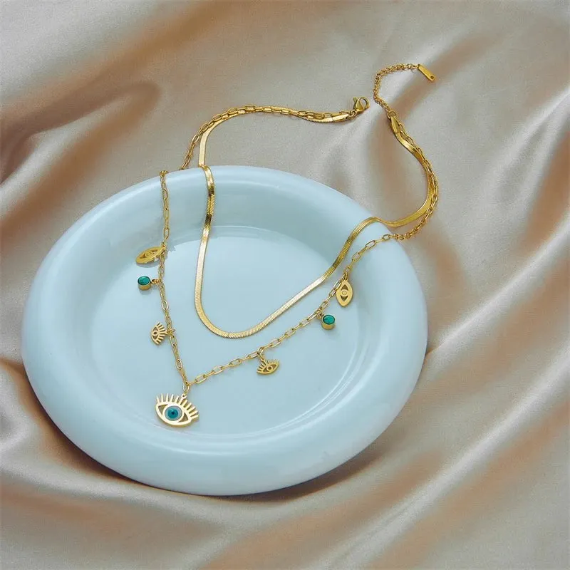 Blue Eye Shape Pendant Necklace