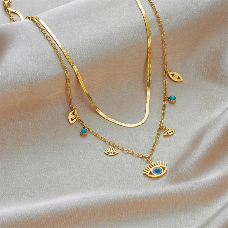 Blue Eye Shape Pendant Necklace