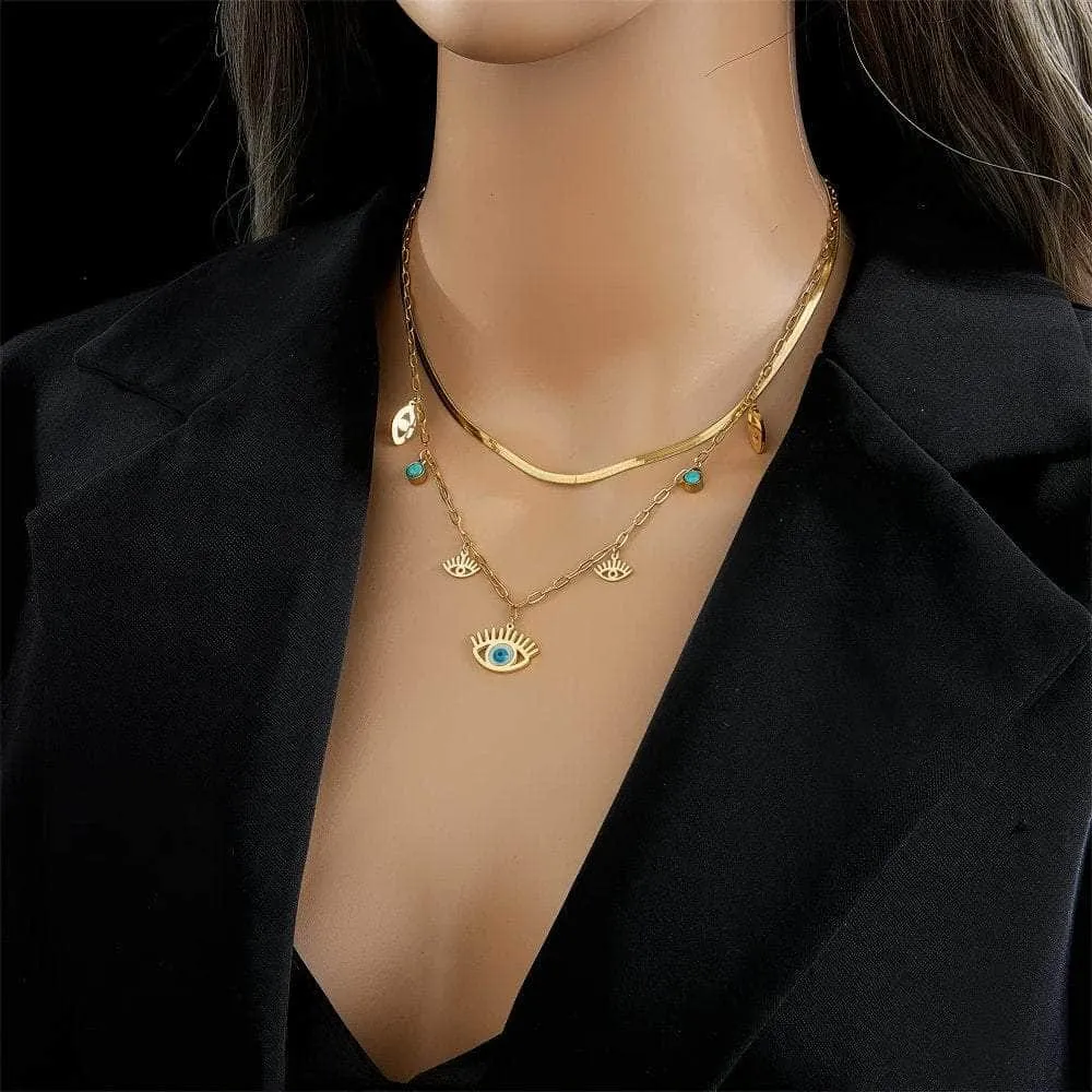 Blue Eye Shape Pendant Necklace