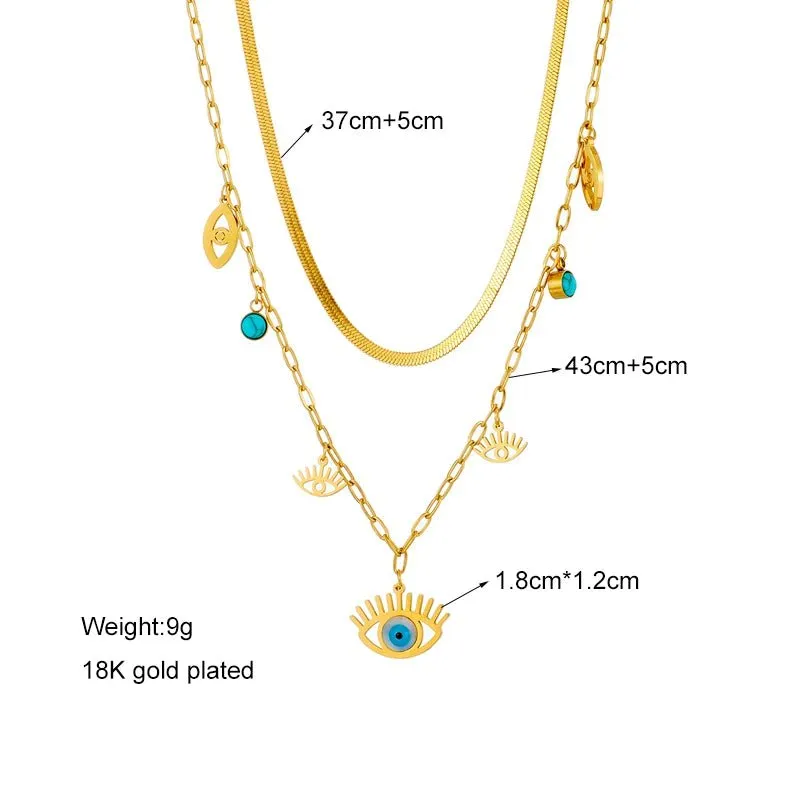 Blue Eye Shape Pendant Necklace