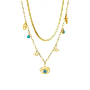 Blue Eye Shape Pendant Necklace
