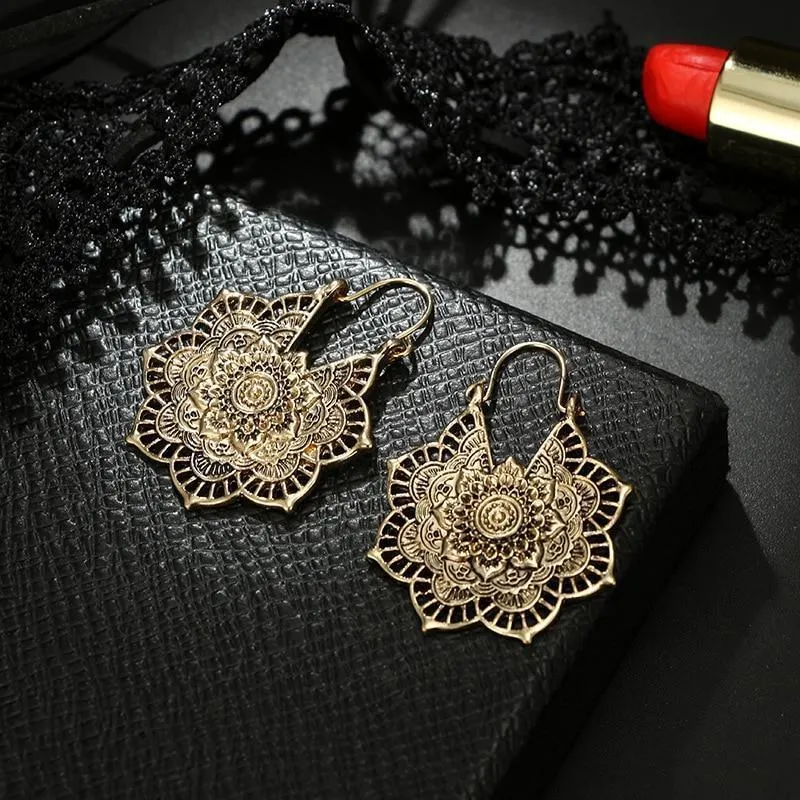 Boho Mandala Hoop Earrings