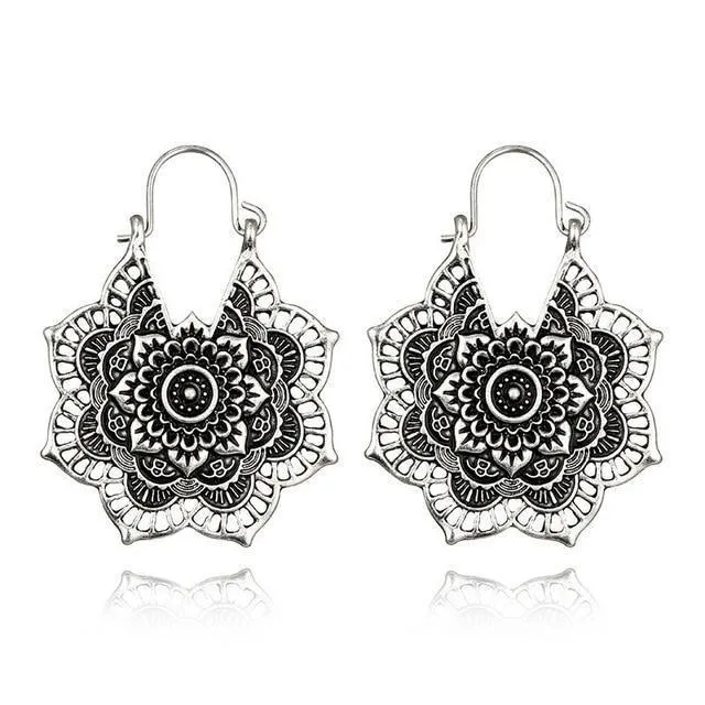Boho Mandala Hoop Earrings