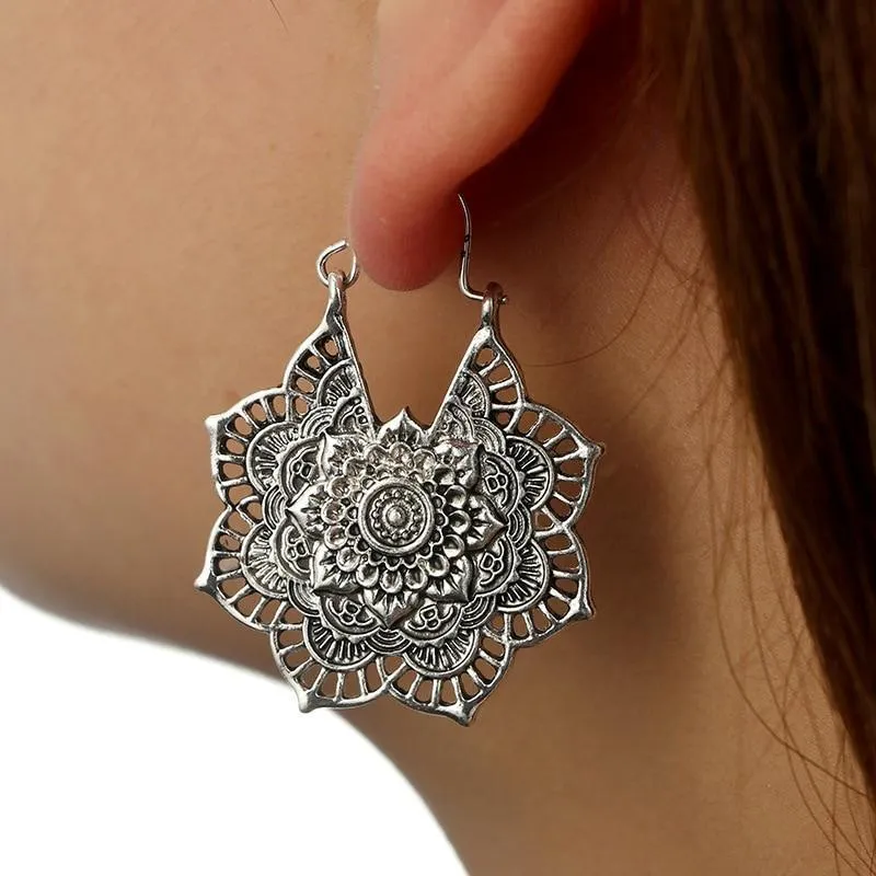 Boho Mandala Hoop Earrings