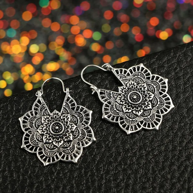 Boho Mandala Hoop Earrings