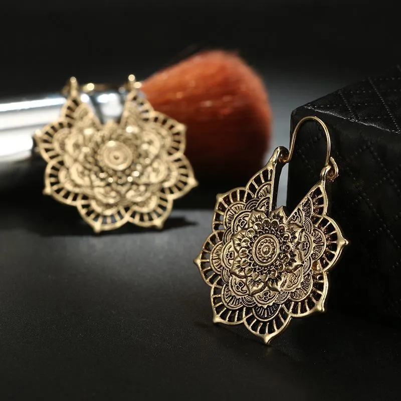 Boho Mandala Hoop Earrings