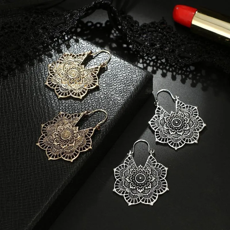 Boho Mandala Hoop Earrings