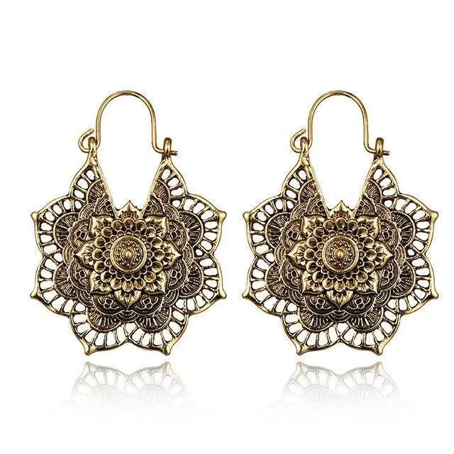 Boho Mandala Hoop Earrings