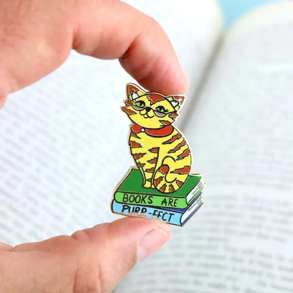 Books Are Purr-fect Lapel Pin | Jubly-Umph