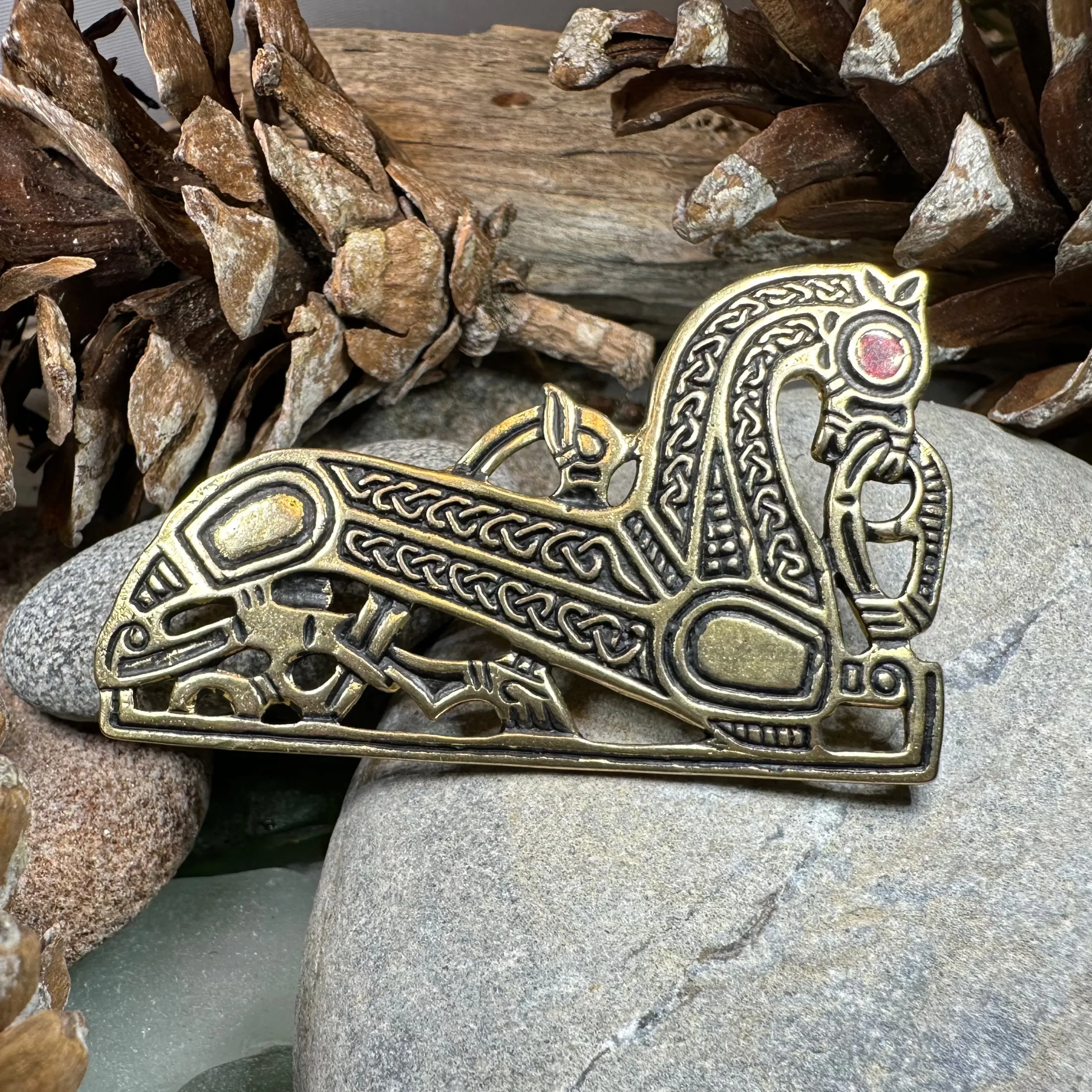 Bronze Viking Horse Brooch