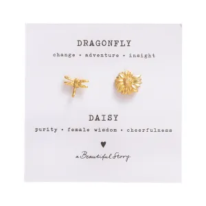 Brooch Set Daisy - Dragonfly Gold Plated
