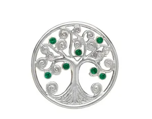 Brooch Silverplated Tree of Life Green