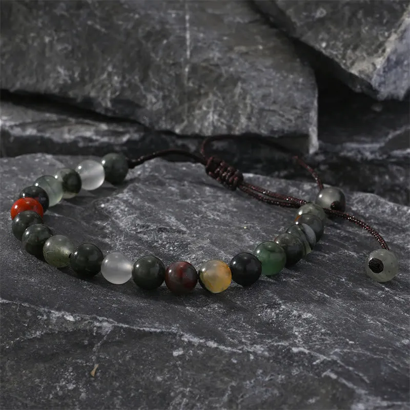 Buddha Stones 3Pcs Black Onyx Tiger Eye African Bloodstone Protection Support Set