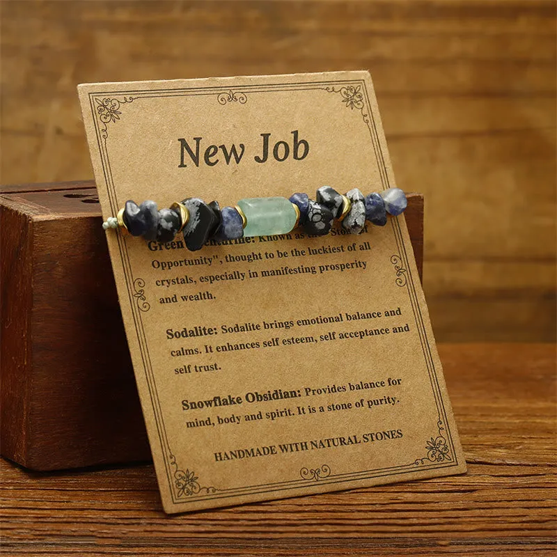 Buddha Stones New Job Green Aventurine Sodalite Snowflake Obsidian Energy Bracelet