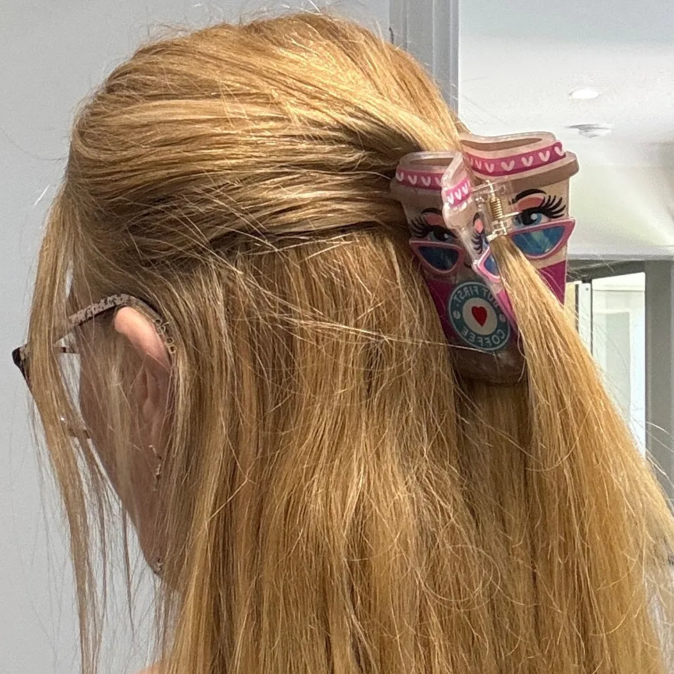 But coffee first  - hair claw - Set of 2