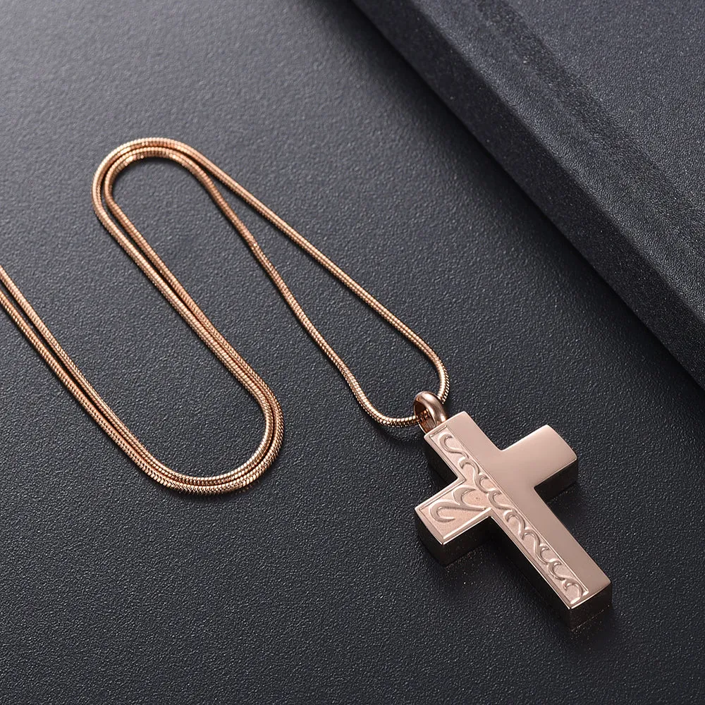 Calming Waves Cremation Cross Necklace