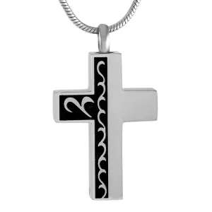 Calming Waves Cremation Cross Necklace