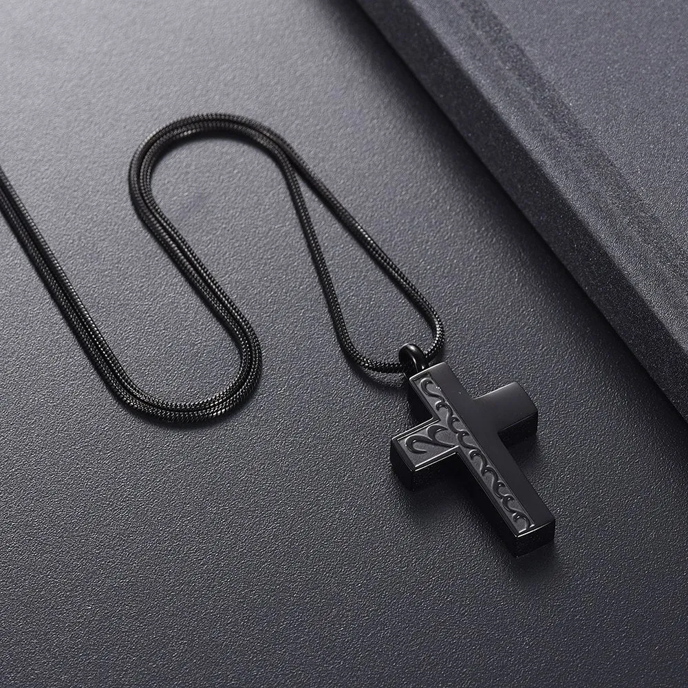 Calming Waves Cremation Cross Necklace