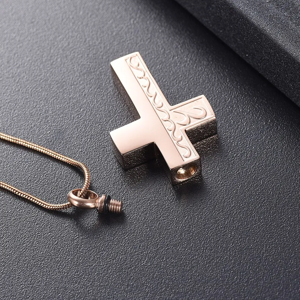 Calming Waves Cremation Cross Necklace