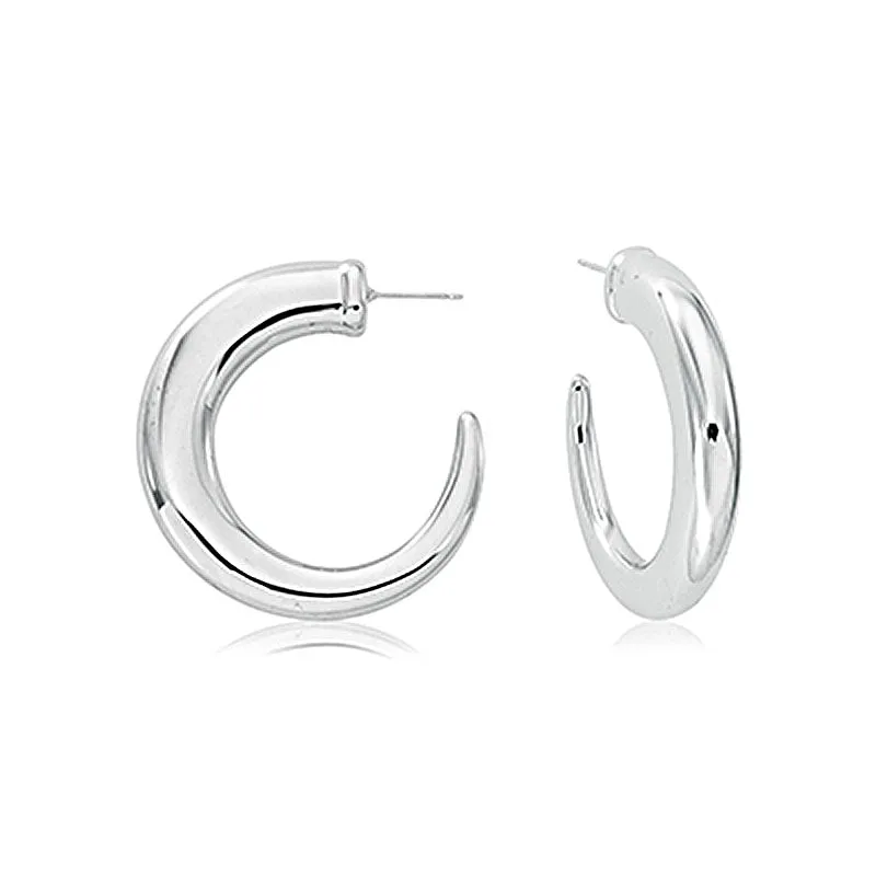 CARLA STERLING SILVER LARGE HORN HOOP EARRING WITH POST