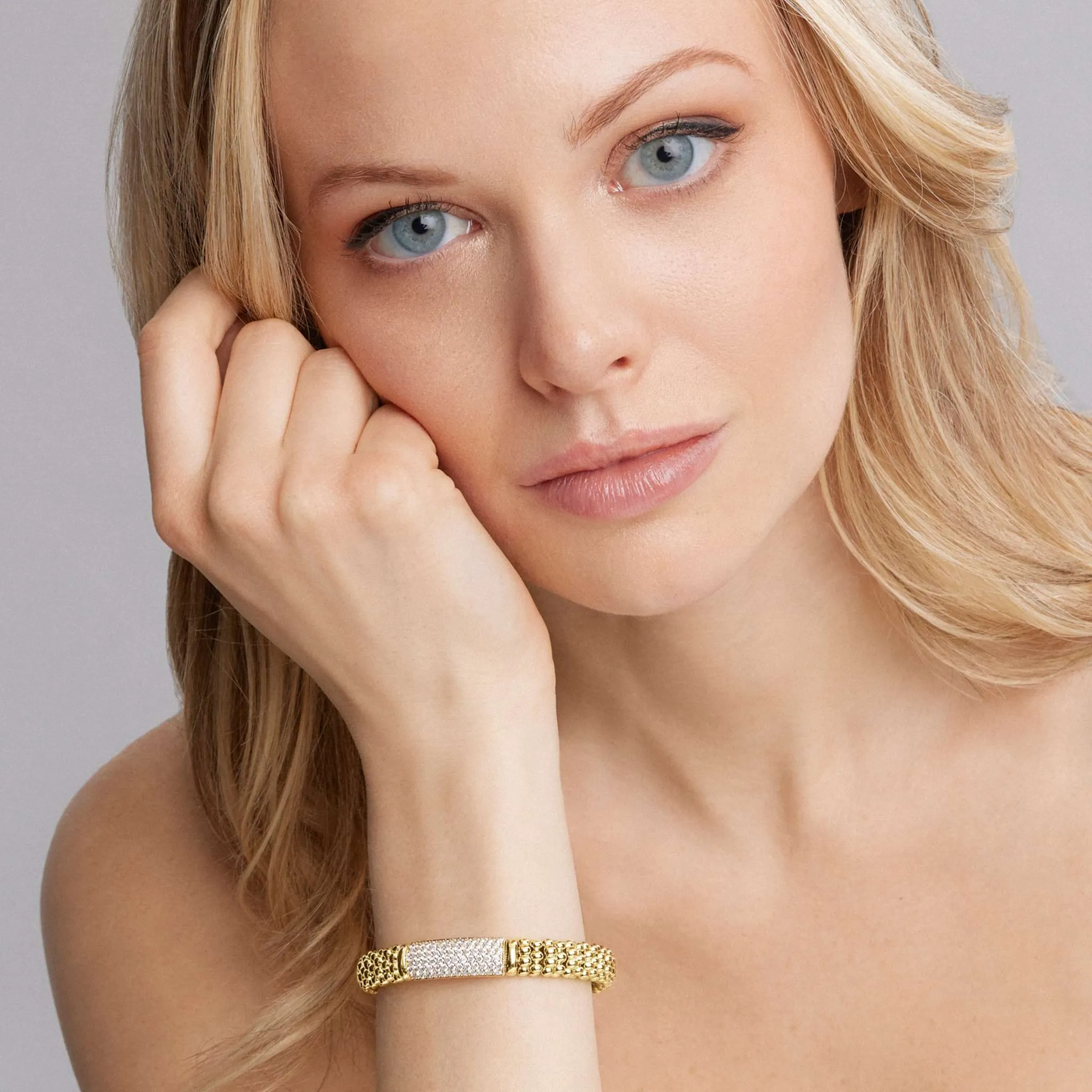 Caviar Gold 18K Gold Diamond Bracelet | 9mm