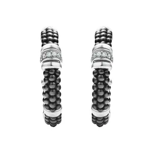 Ceramic and Diamond Hoop Earrings