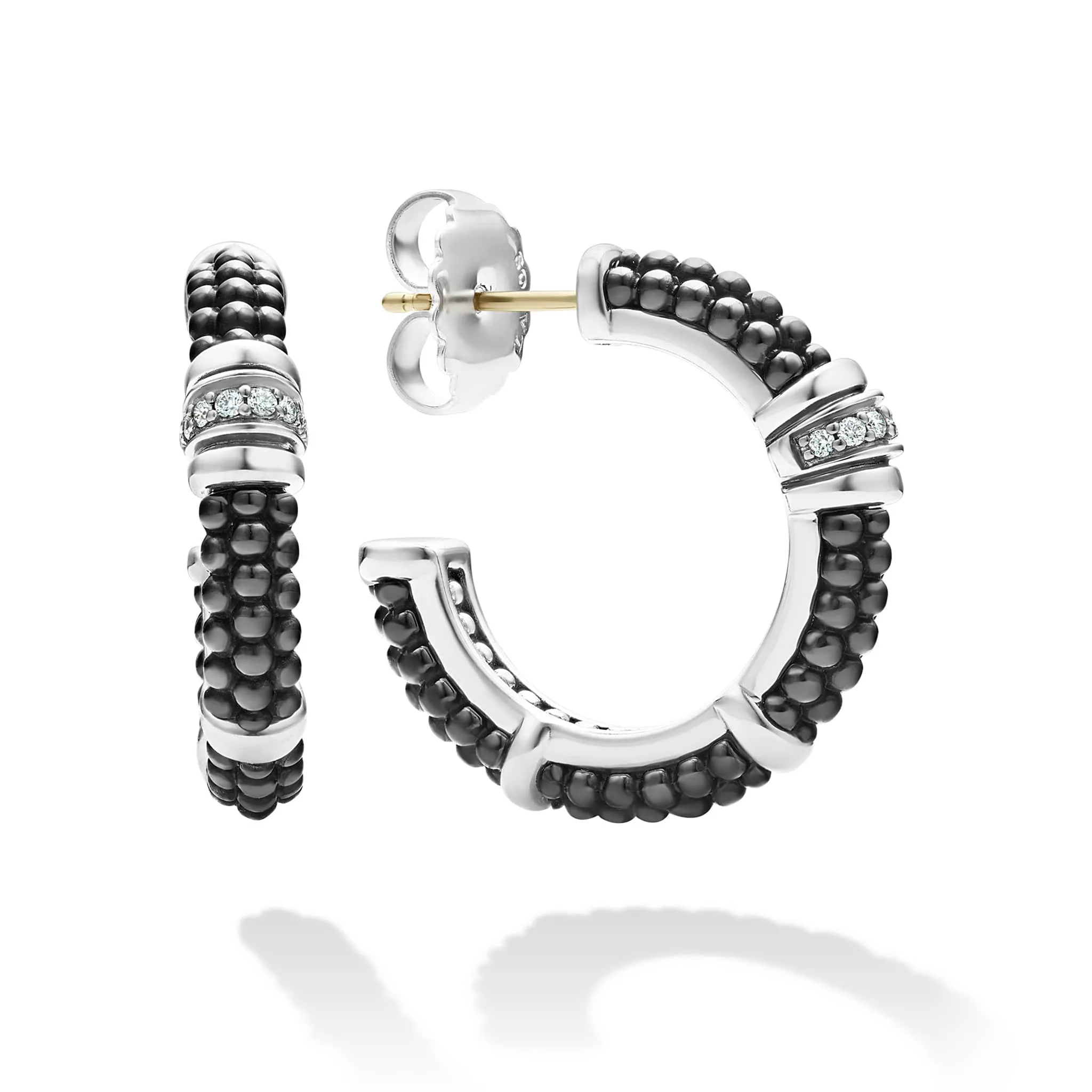 Ceramic and Diamond Hoop Earrings
