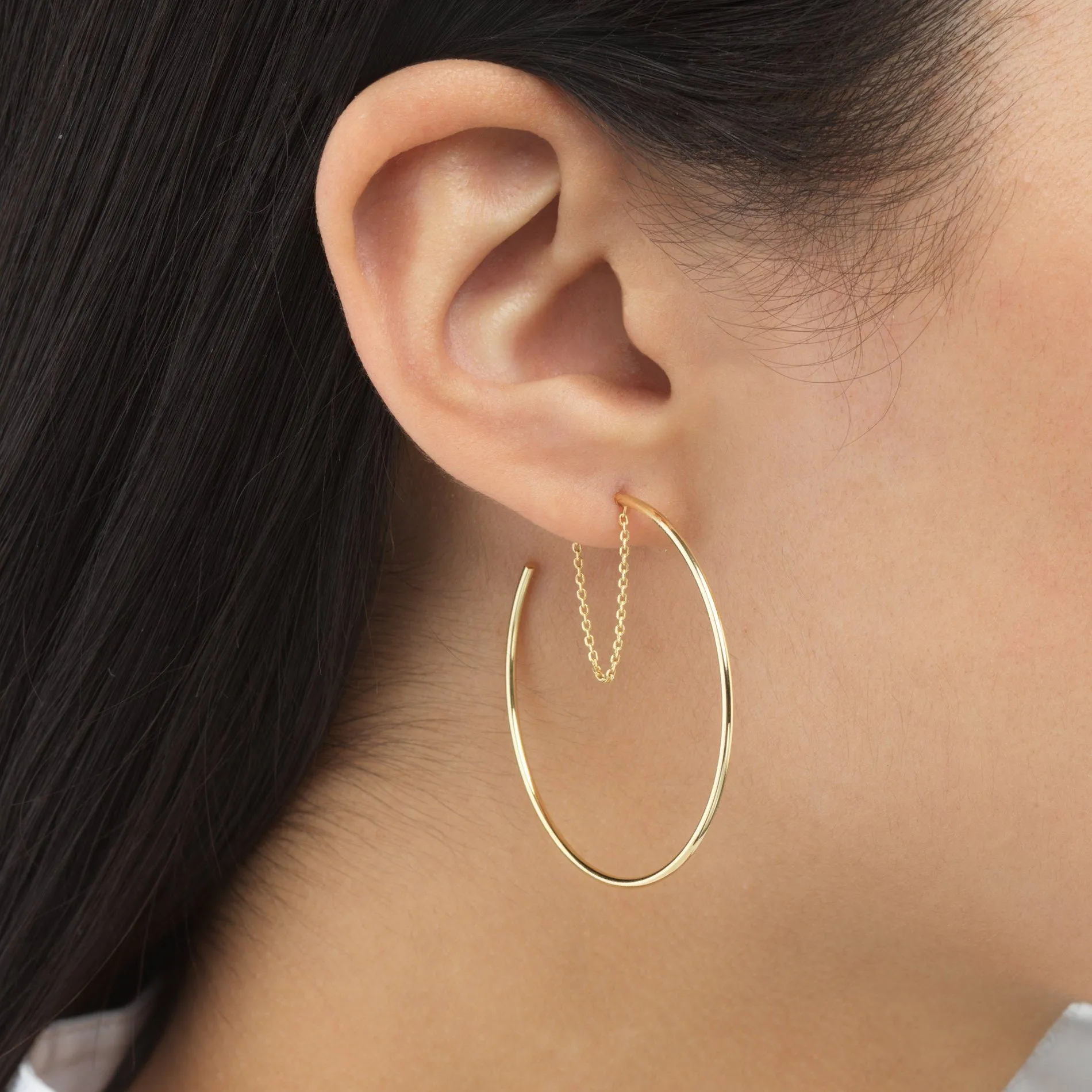 Chain Hoop Earring 14K