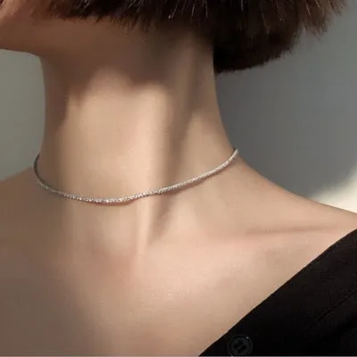 Chain Necklace Women Colorful Bead Ladies Necklaces Crystal Acrylic Tassel Jewellery Gold Color Bohemia Korean Alloy Collares