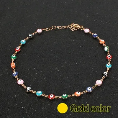 Chain Necklace Women Colorful Bead Ladies Necklaces Crystal Acrylic Tassel Jewellery Gold Color Bohemia Korean Alloy Collares