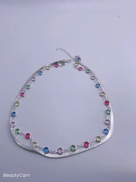 Chain Necklace Women Colorful Bead Ladies Necklaces Crystal Acrylic Tassel Jewellery Gold Color Bohemia Korean Alloy Collares