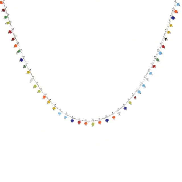 Chain Necklace Women Colorful Bead Ladies Necklaces Crystal Acrylic Tassel Jewellery Gold Color Bohemia Korean Alloy Collares