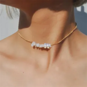Chic Multicolor Opal Stone Choker Necklaces Fashion Gold Color Chain Crystal Necklace for Women Jewelry Short Chockers Collar
