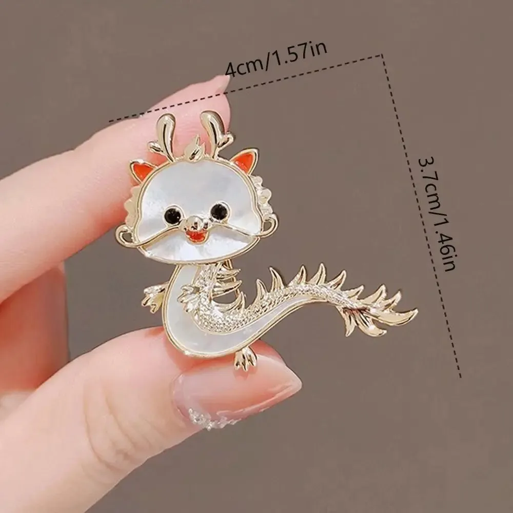Chinese Style Creative Cartoon Dragon Brooch Shell Alloy DIY Costume Decor Accessories New Year Gift Craft Corsage Lapel Pin