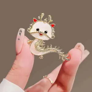 Chinese Style Creative Cartoon Dragon Brooch Shell Alloy DIY Costume Decor Accessories New Year Gift Craft Corsage Lapel Pin