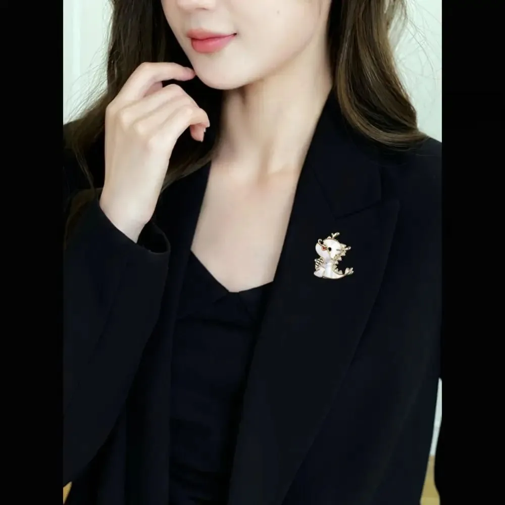 Chinese Style Creative Cartoon Dragon Brooch Shell Alloy DIY Costume Decor Accessories New Year Gift Craft Corsage Lapel Pin