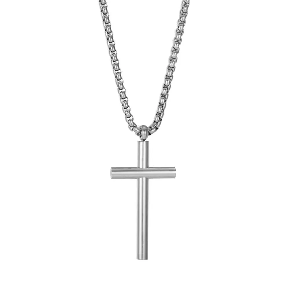 Christian Cross Pendant Necklace Stainless Steel Choker Chain