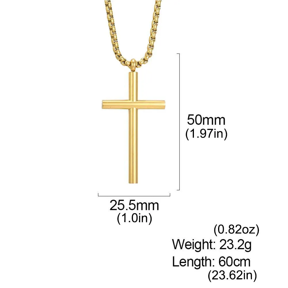 Christian Cross Pendant Necklace Stainless Steel Choker Chain