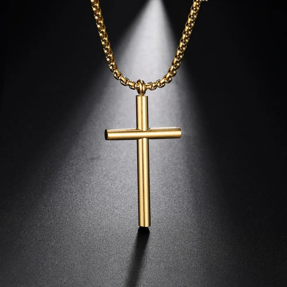 Christian Cross Pendant Necklace Stainless Steel Choker Chain