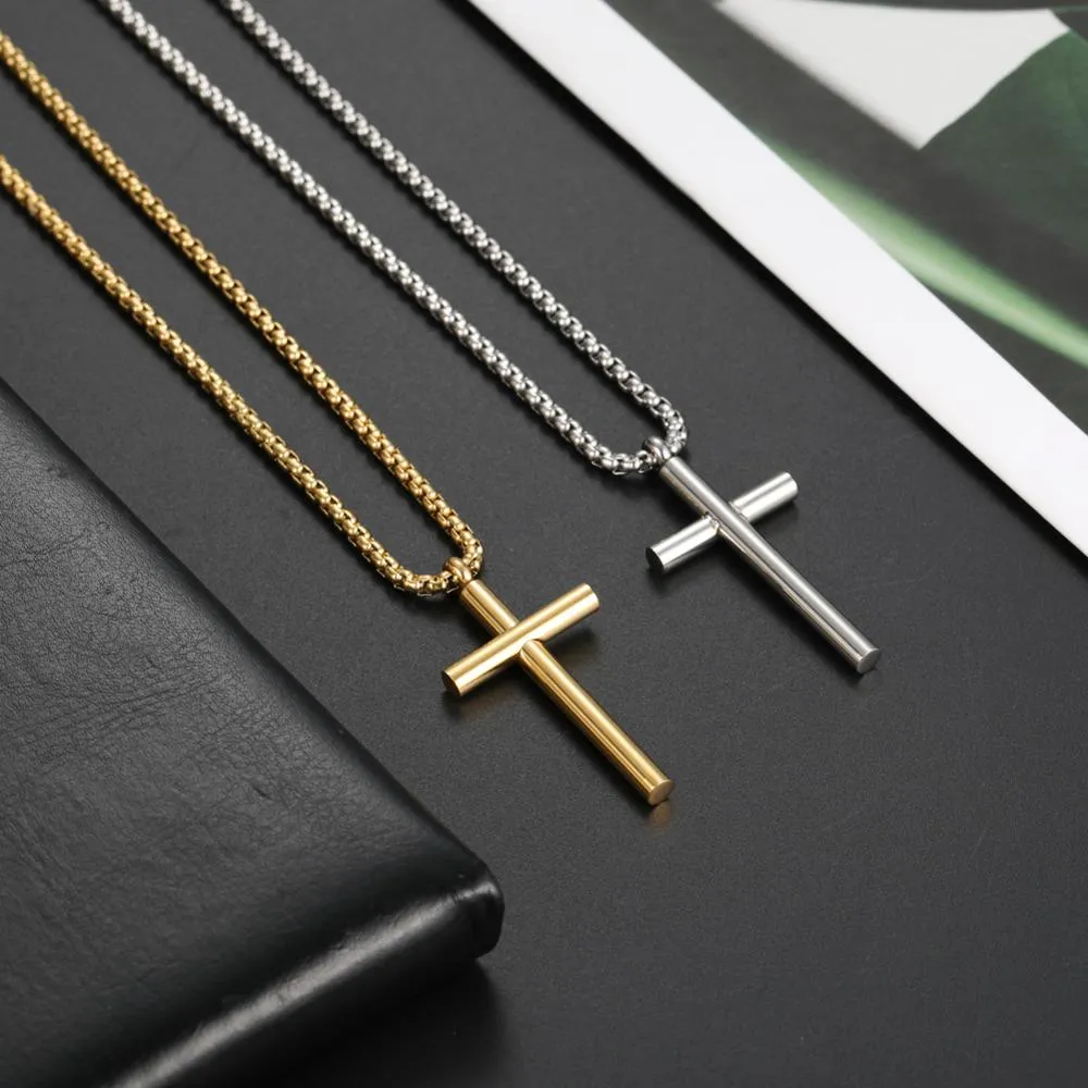 Christian Cross Pendant Necklace Stainless Steel Choker Chain
