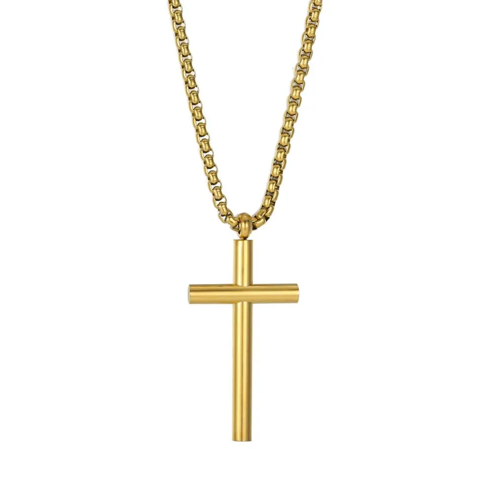 Christian Cross Pendant Necklace Stainless Steel Choker Chain