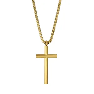 Christian Cross Pendant Necklace Stainless Steel Choker Chain