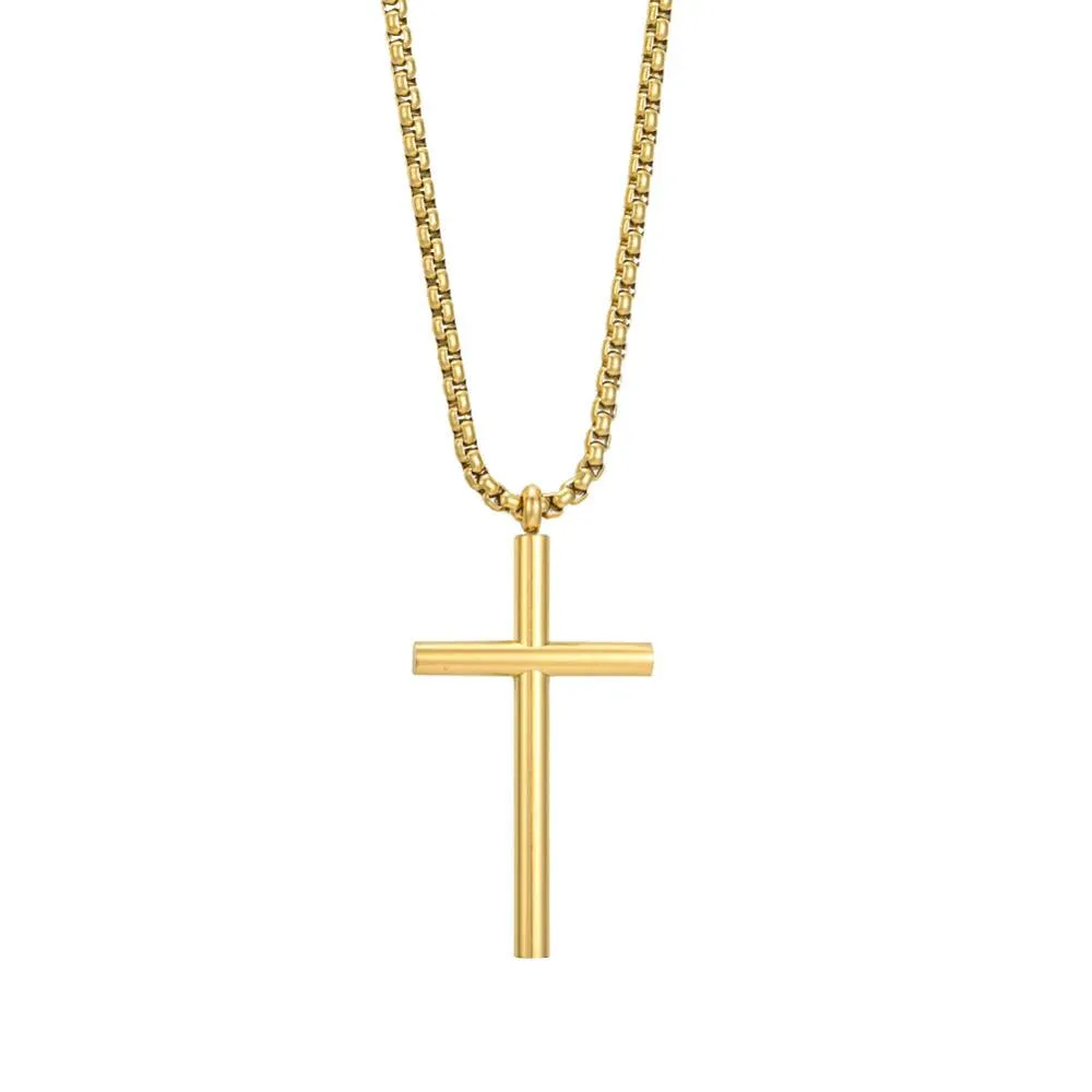 Christian Cross Pendant Necklace Stainless Steel Choker Chain