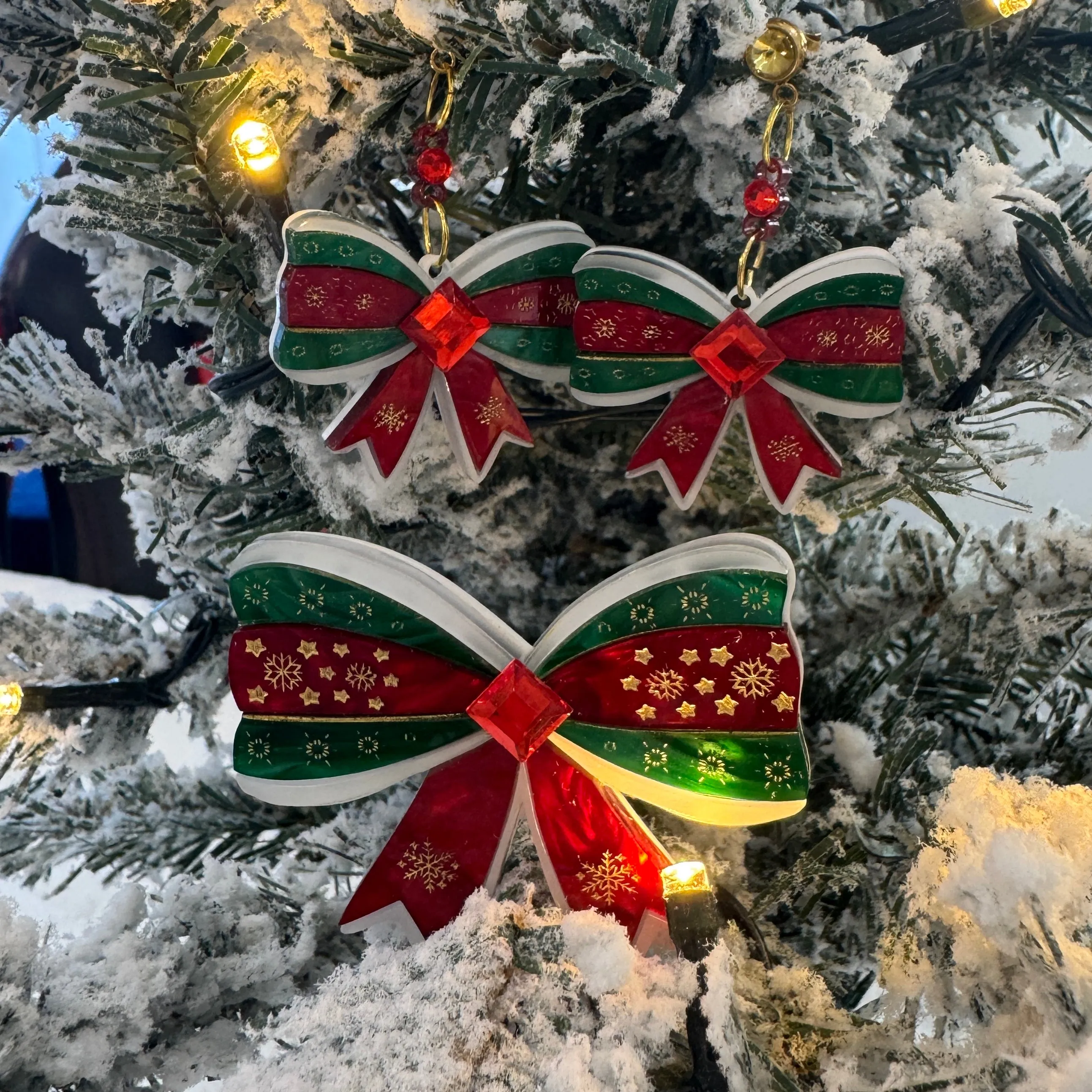 Christmas Bow - Brooch - Set of 2