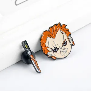 Chucky Knife Enamel Metal Brooch Pin 2 Pack