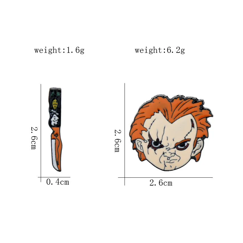 Chucky Knife Enamel Metal Brooch Pin 2 Pack