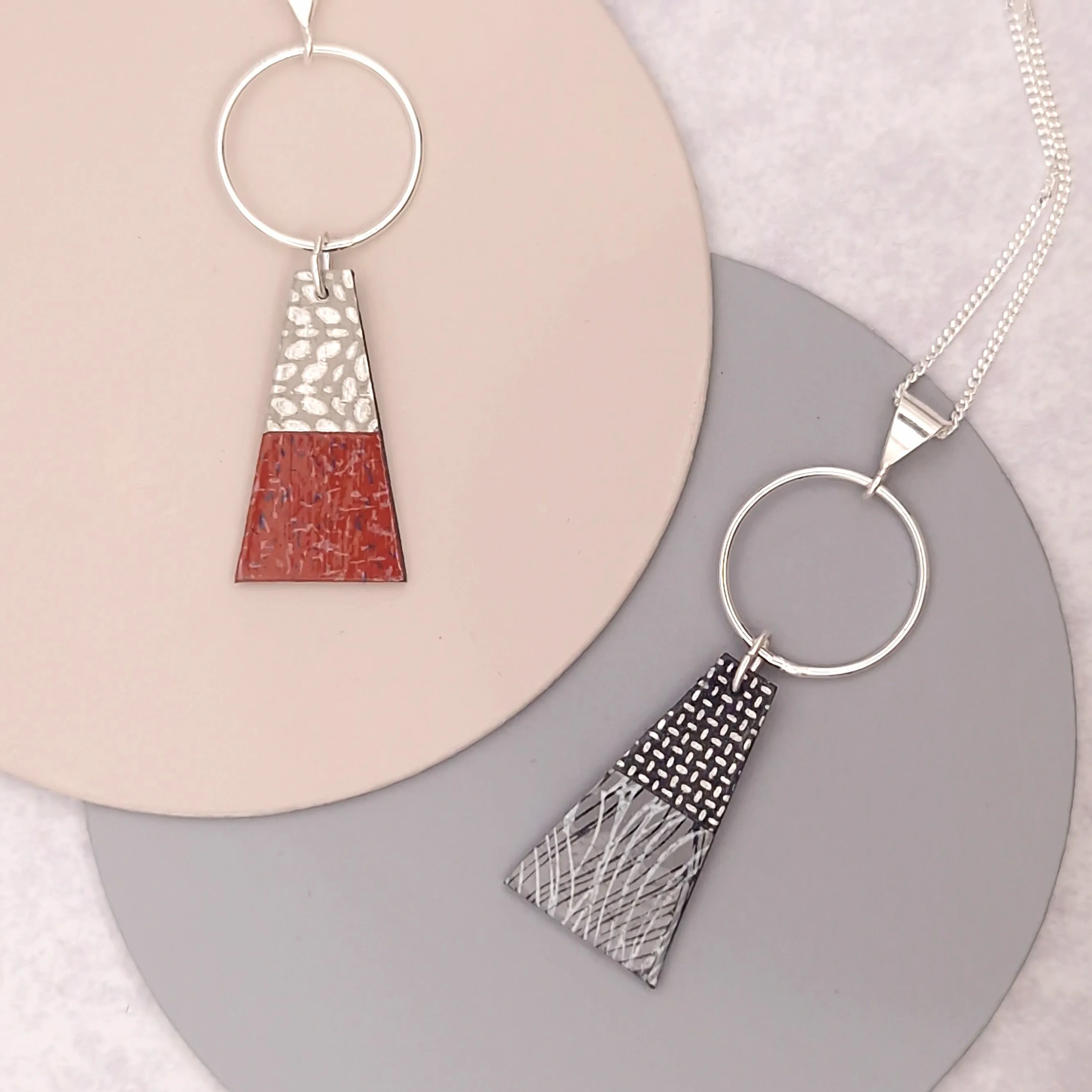 Circle & Dash - Reversible Trapeze Pendant Necklaces