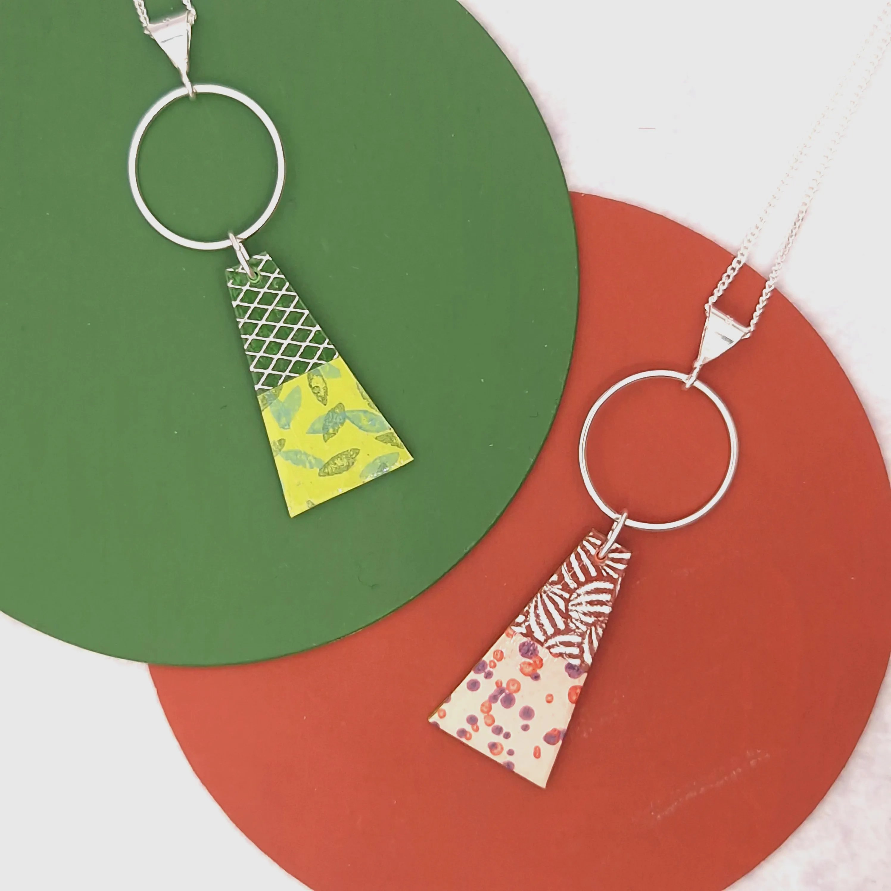Circle & Dash - Reversible Trapeze Pendant Necklaces
