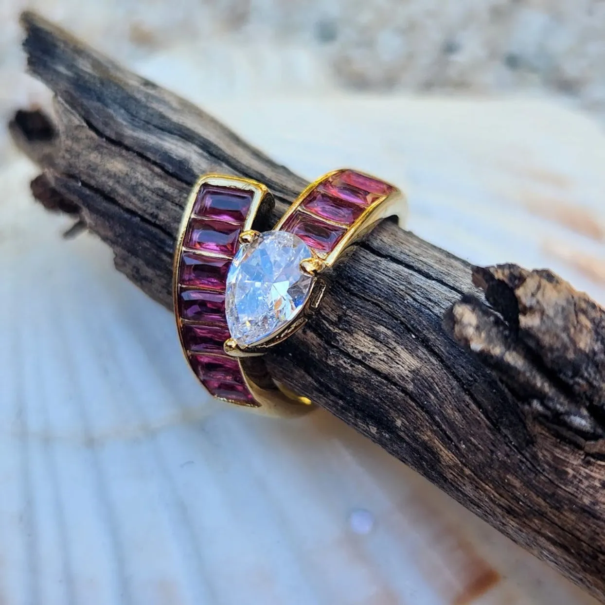 CLEAR DROP / RUBY / SAPPHIRE 18K RINGS - ADJUSTABLE WATERPROOF